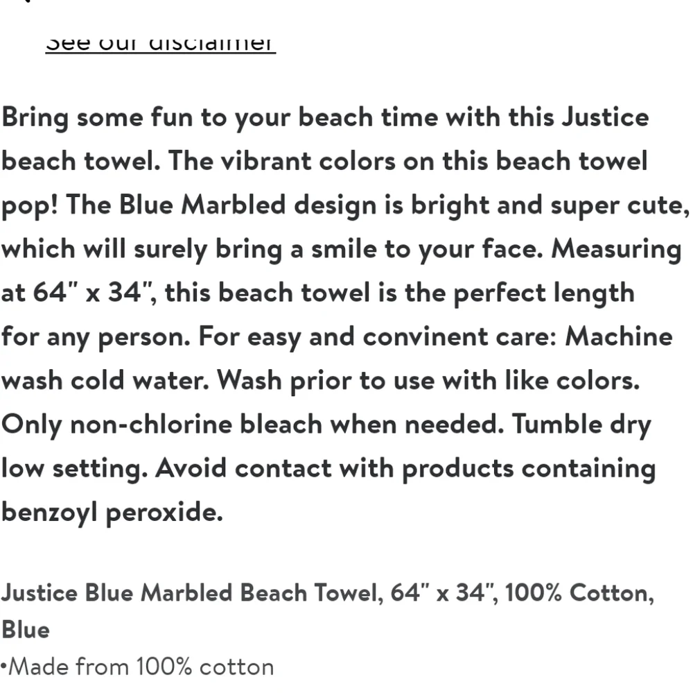 Justice oversized beach